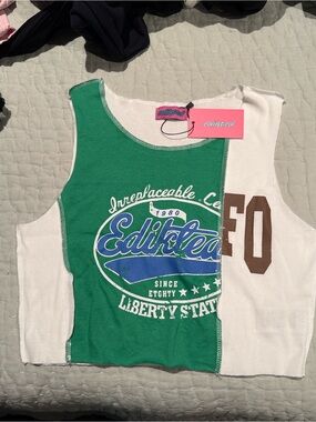 Edikted Green & White Patchwork Kids Tank Top by Edit-tea
